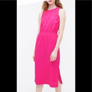 NWT Bright PINK Midi Dress, J Crew- 14 Tall